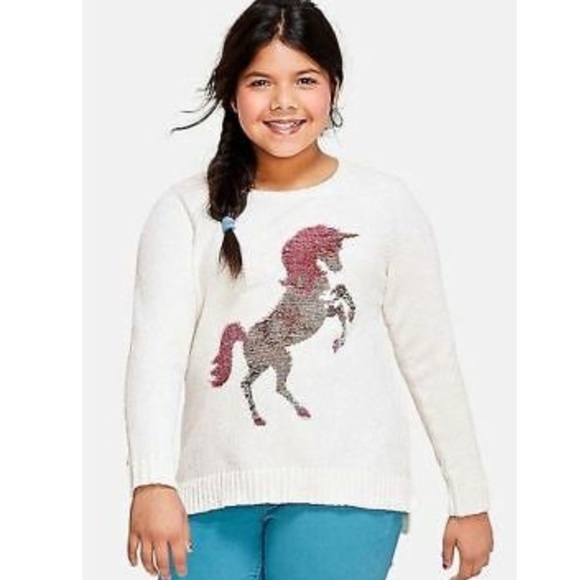 Justice Chenille Sequin Unicorn Sweater 
